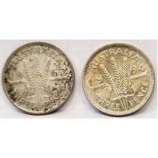 AUSTRALIA 1963 and 1964 . THREEPENCE . SPOTS . EXTREMELY COLLECTABLE